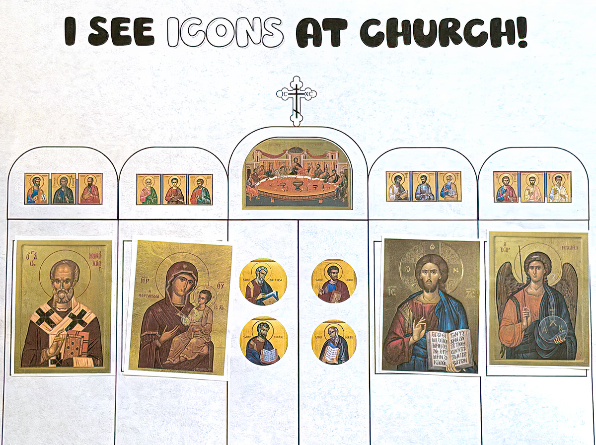 Cut-and-paste activity identifying the Iconostas.