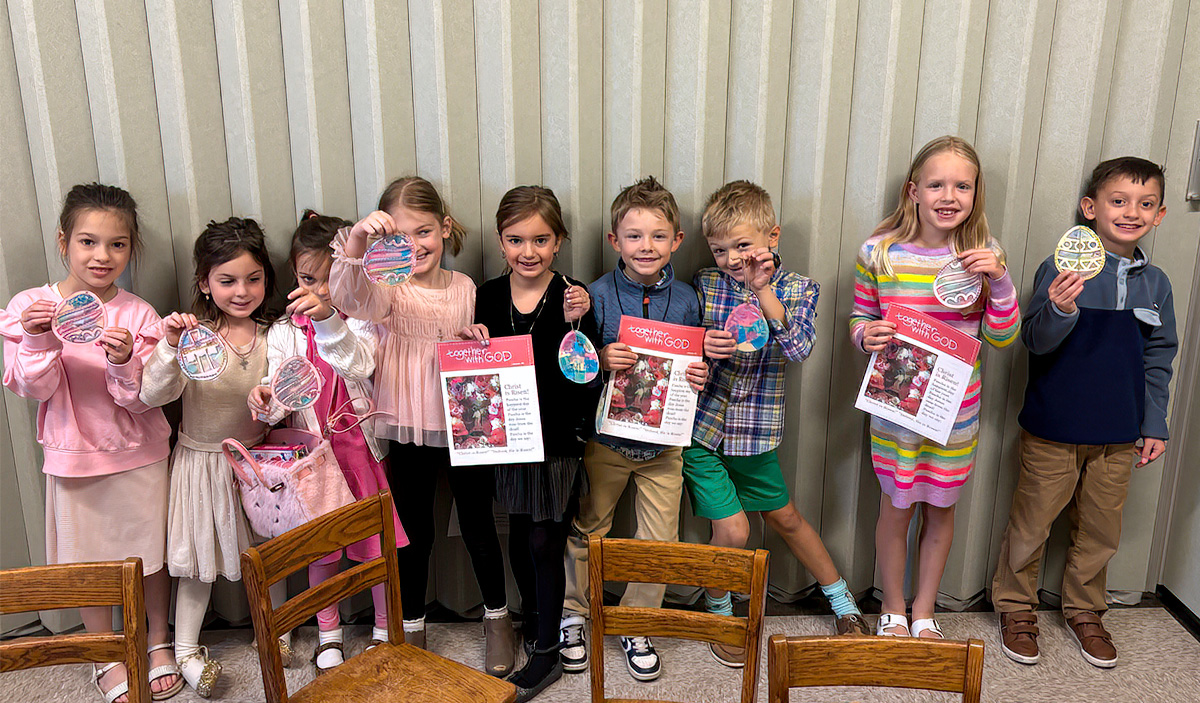 Students holding their Resurrection Egg Catchers