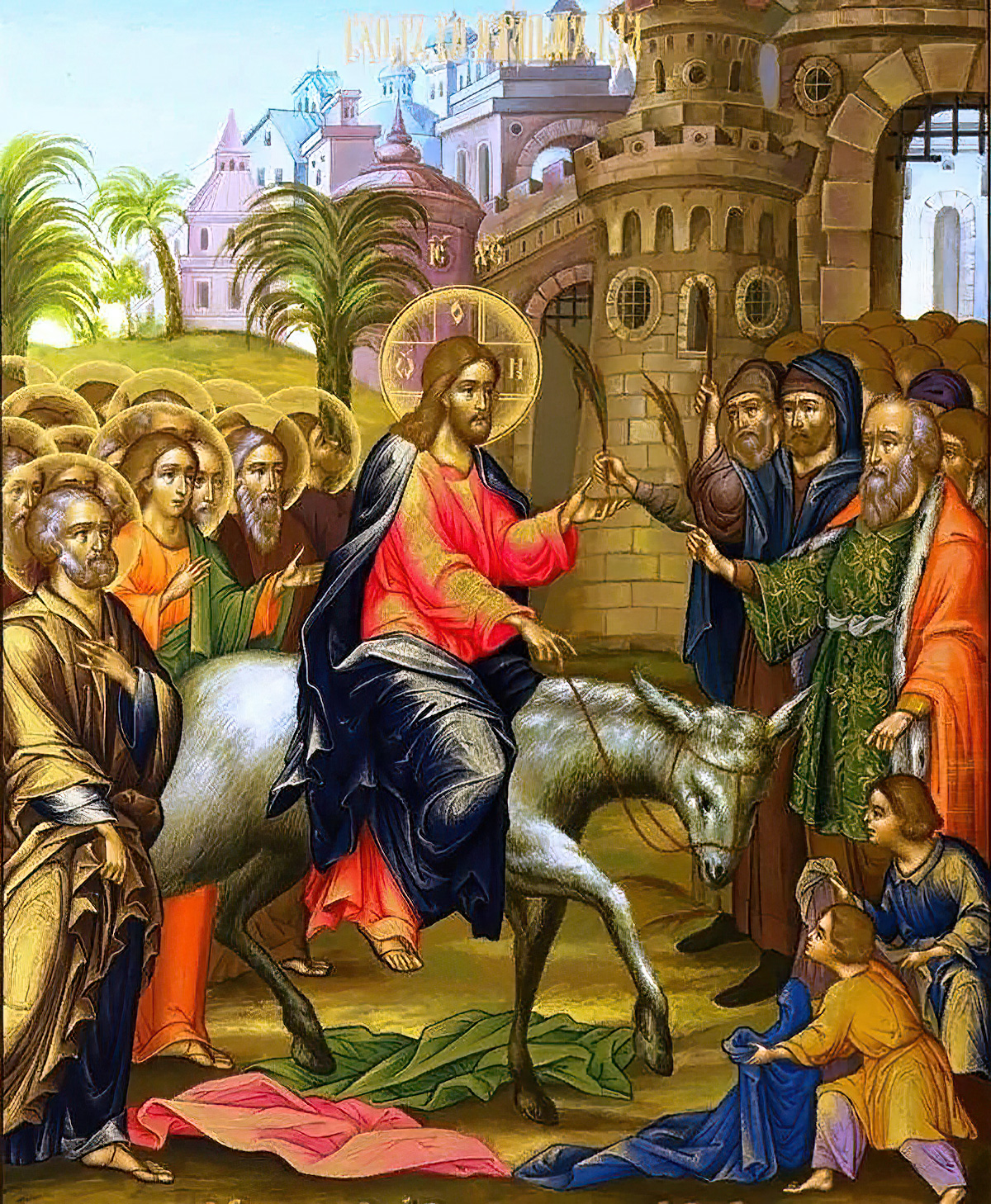 Jesus riding on a Donkey