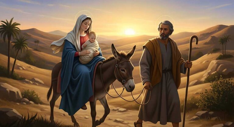 Flight into Egypt by Mary and Joseph