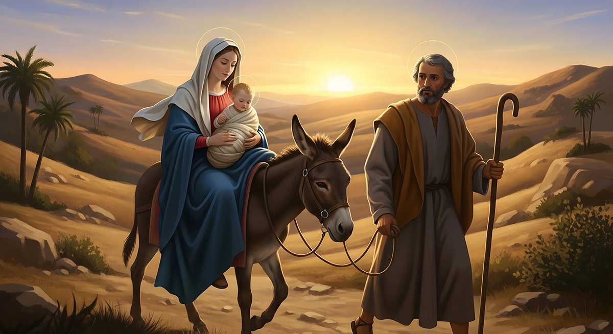 Flight into Egypt by Mary and Joseph